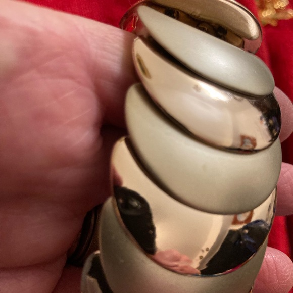 CUFF BRACELET, SHINY GOLDTONE + BRUSHED SILVERTONE - Picture 3 of 11